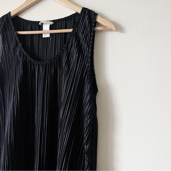 H&M Black Pleated Sheer Midi Dress Size S Witchcore Whimsigoth Dark Fairy Goth - Picture 3 of 8